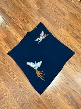 La Fiorentina Navy Textured Knit Shawl
